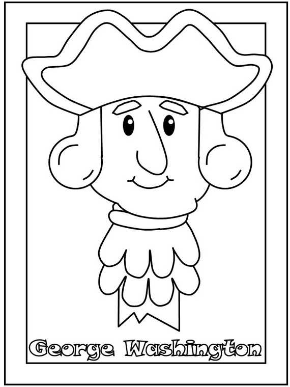 George Washington Presidents Day Coloring Page