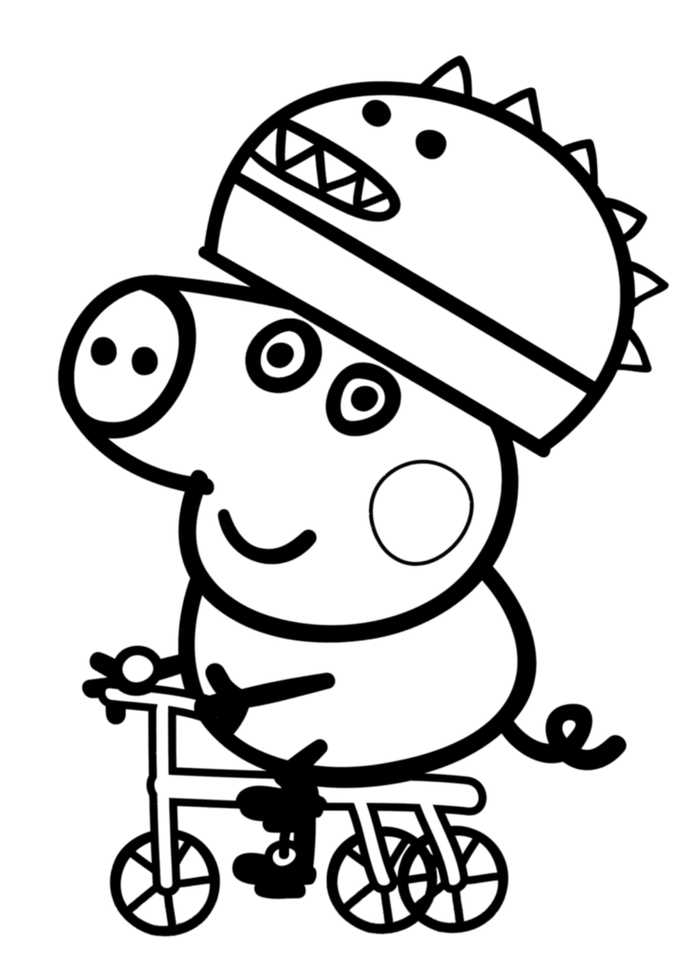 Georges Bike Ride. Peppa Pig Coloring Pages