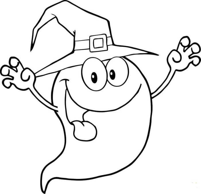 Ghost As Witch Coloring Page