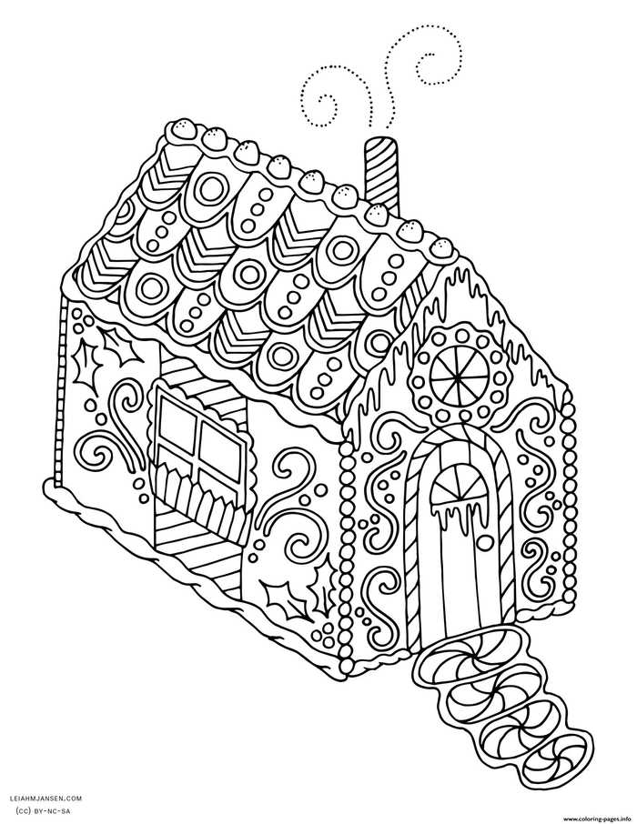 Gingerbread House Christmas Coloring Pages