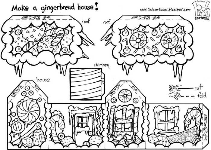 Gingerbread House Coloring Page Cutout