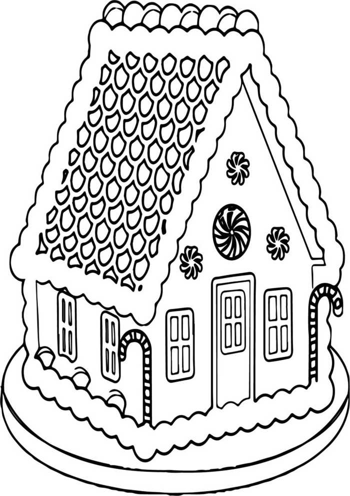 Gingerbread House Coloring Page For Christmas