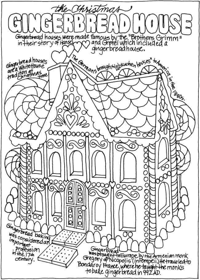 Gingerbread House Coloring Page 1
