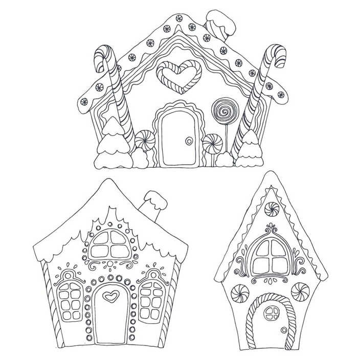 Gingerbread Houses Coloring Pages 1