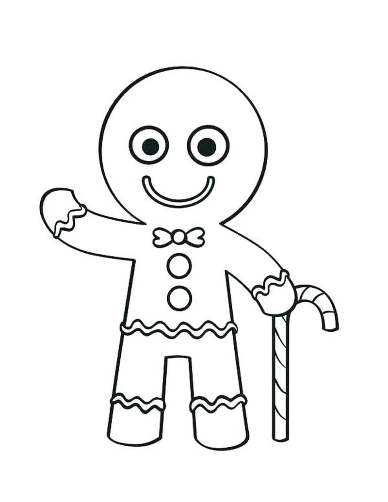 Gingerbread Man Coloring Page Symmetry