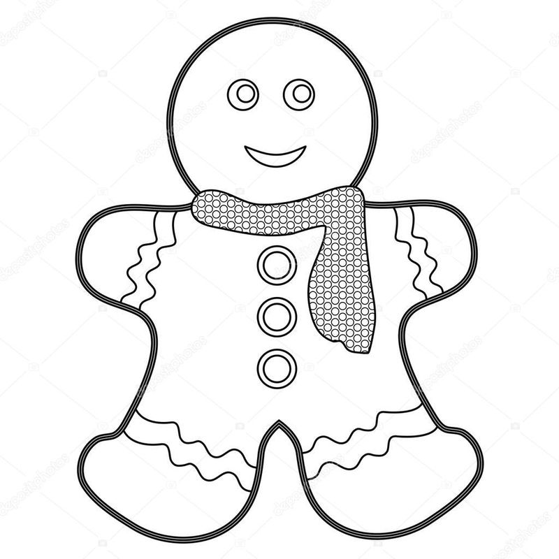 Gingerbread Man Coloring Page Template