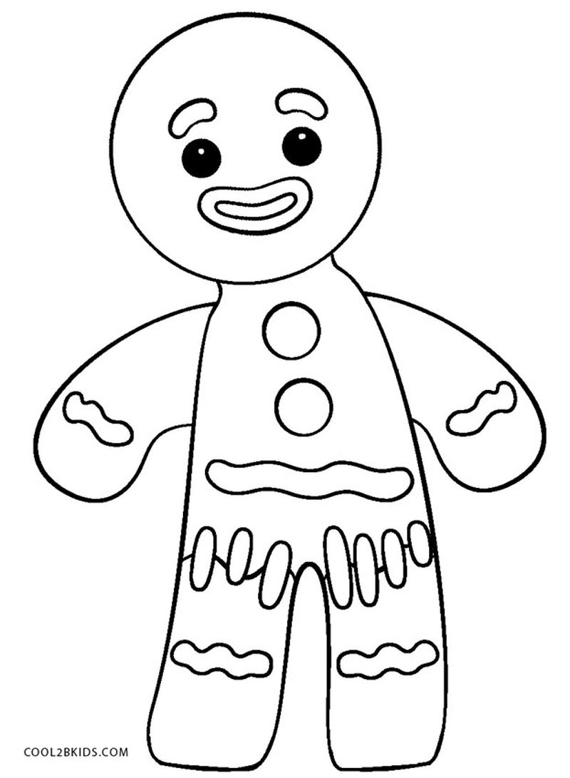 Gingerbread Man Outline Coloring Page