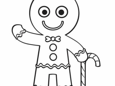 Gingerbread Man With Candy Cane Coloring Pages