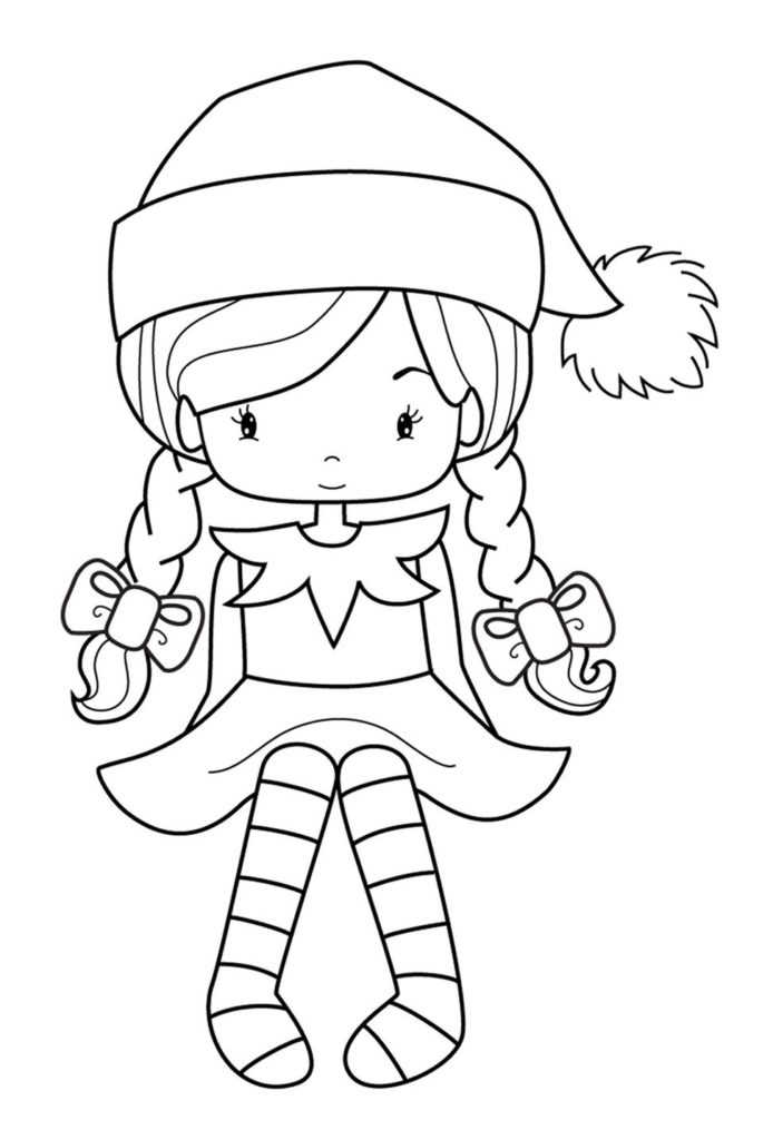 Girl Elf Coloring Page