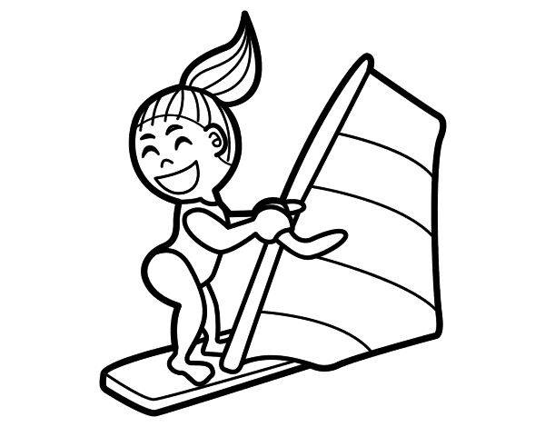 girl on wind surfing coloring pages