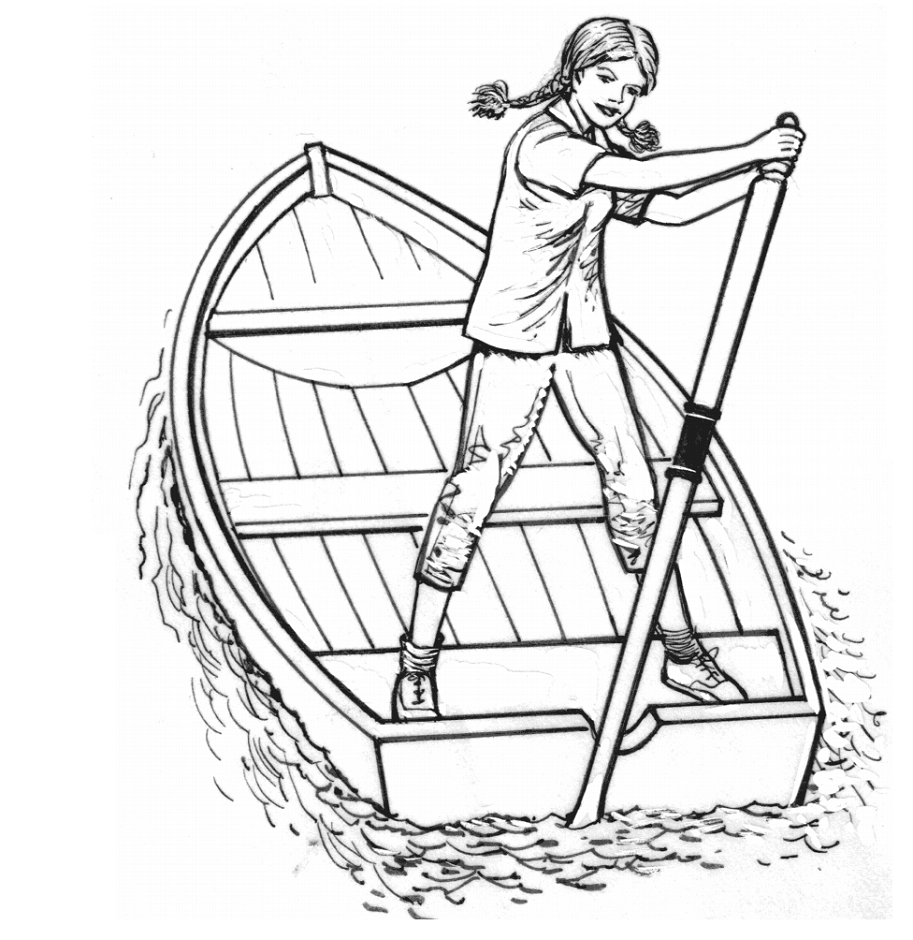 girl rowing boat coloring page