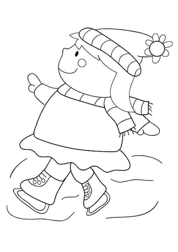 Girl Skating In January Coloring Page