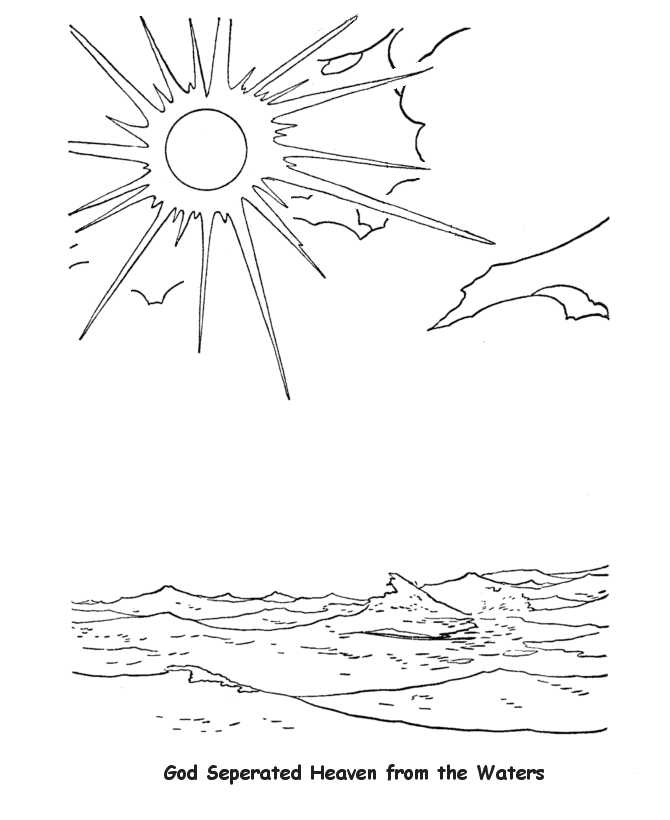 God Separated Heaven From Waters Creation Coloring Page