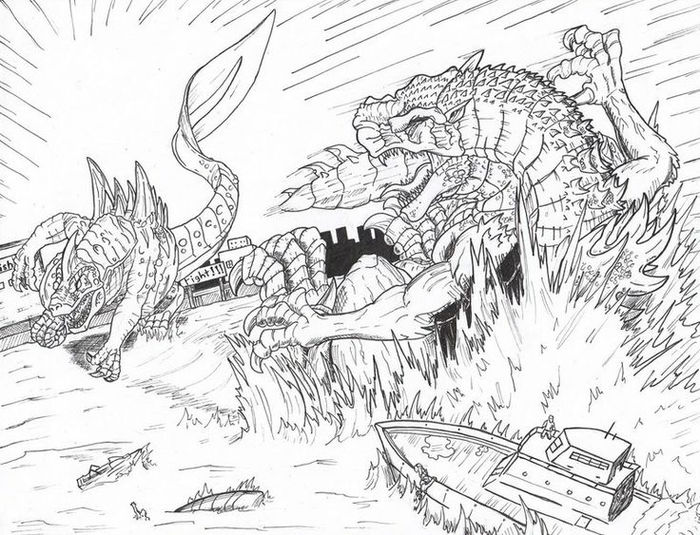 Godzilla Fight Coloring Pages