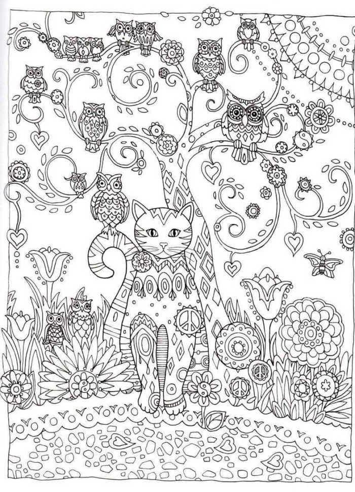 Gorgeous Cat Coloring Pages For Adults