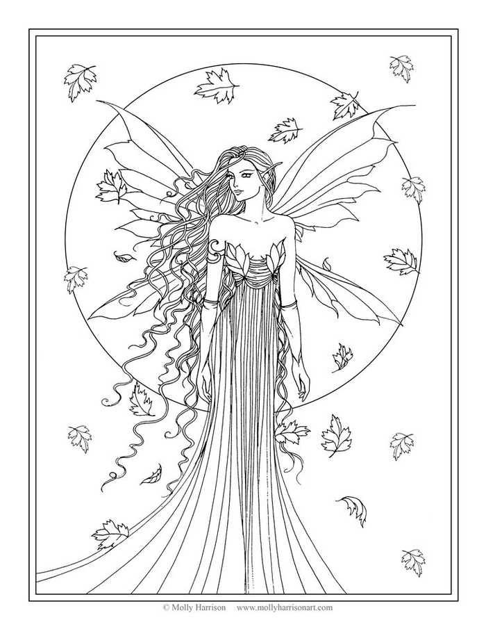 Gorgeous Fairy Gown Coloring Pages