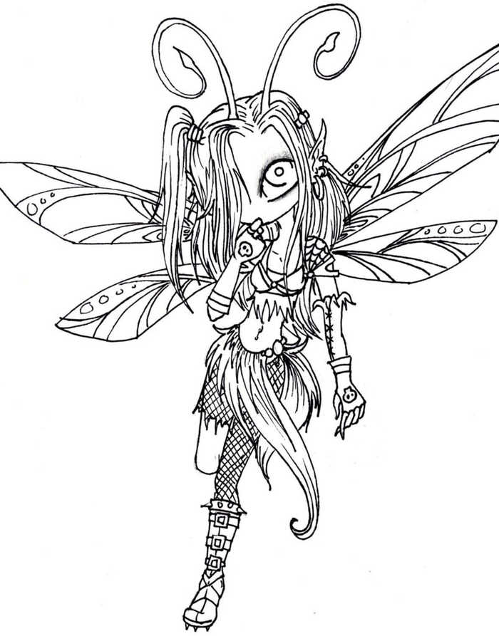 gothic fairy coloring pages for adults