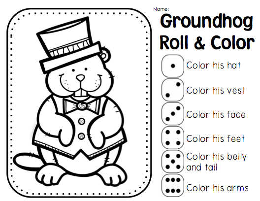 Groundhog Day Coloring Worksheets