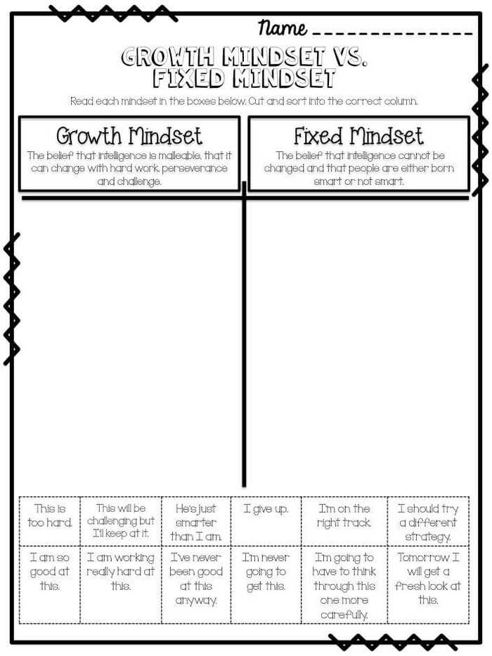 Growth Mindset Activity Sheets To Print
