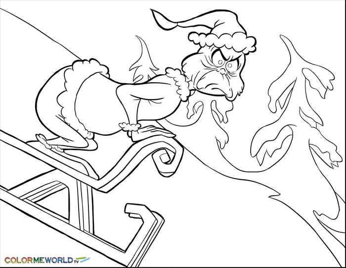 Grumpy Grinch Sled Coloring Page