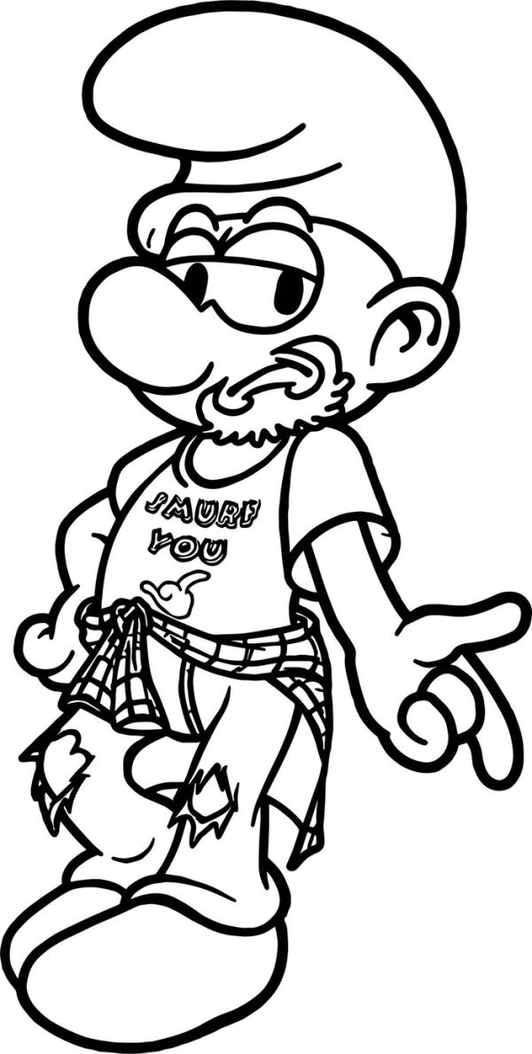 Grunge smurf coloring pages