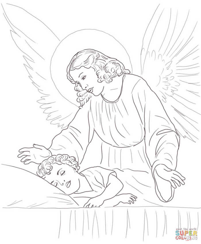 Guardian Angel Coloring Page Free