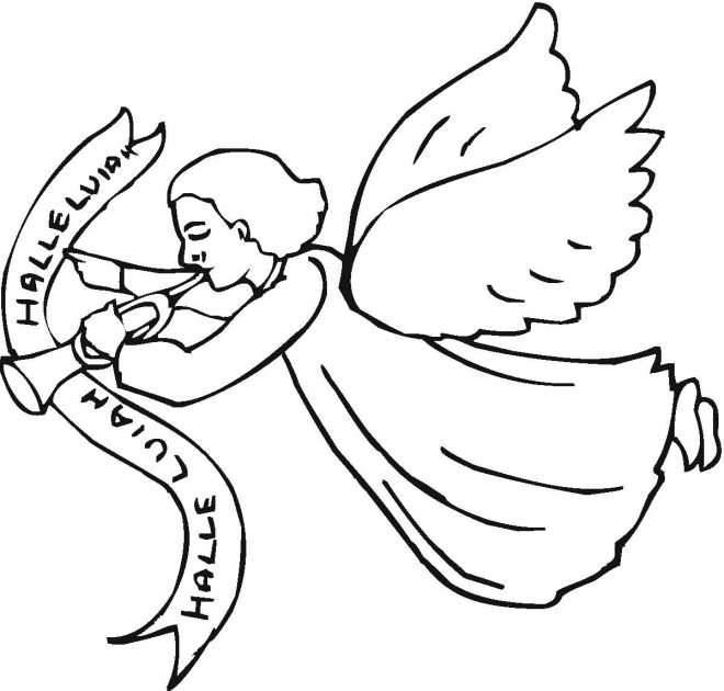 Halleluiah Trumpet Angel Coloring Page