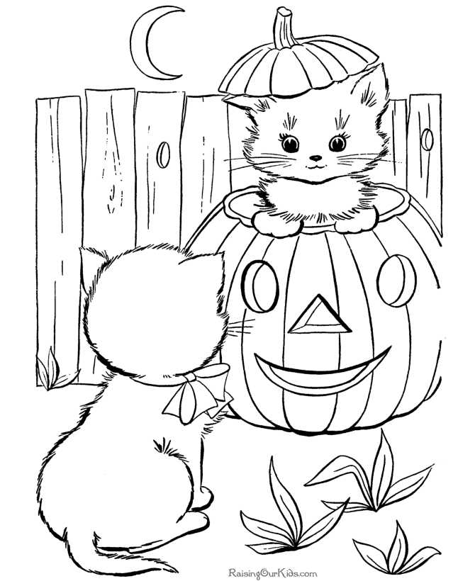 Halloween Kitten Coloring Pages