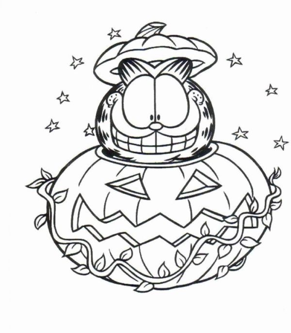 Halloween garfield coloring pages