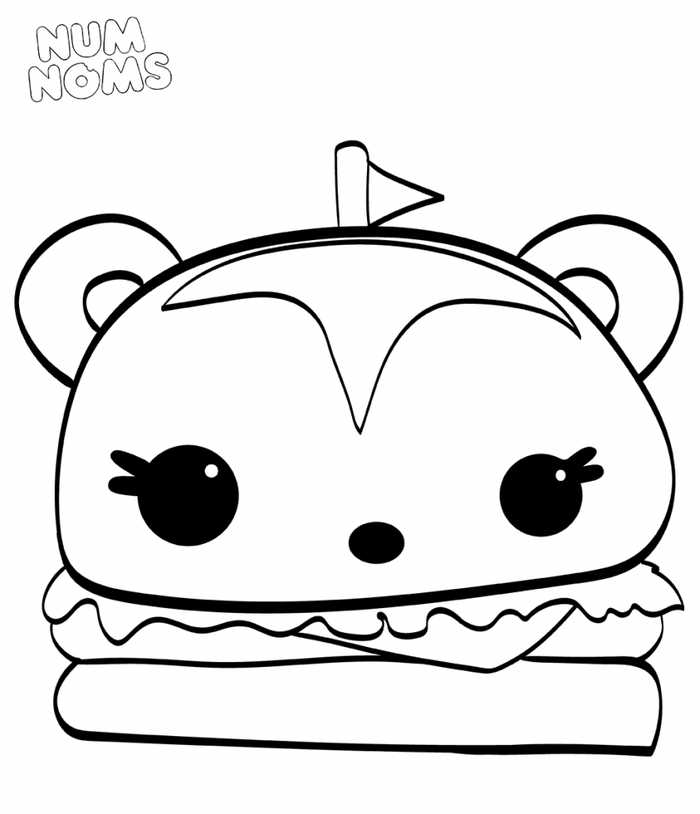 Hammy Burger From Num Noms Coloring Sheets