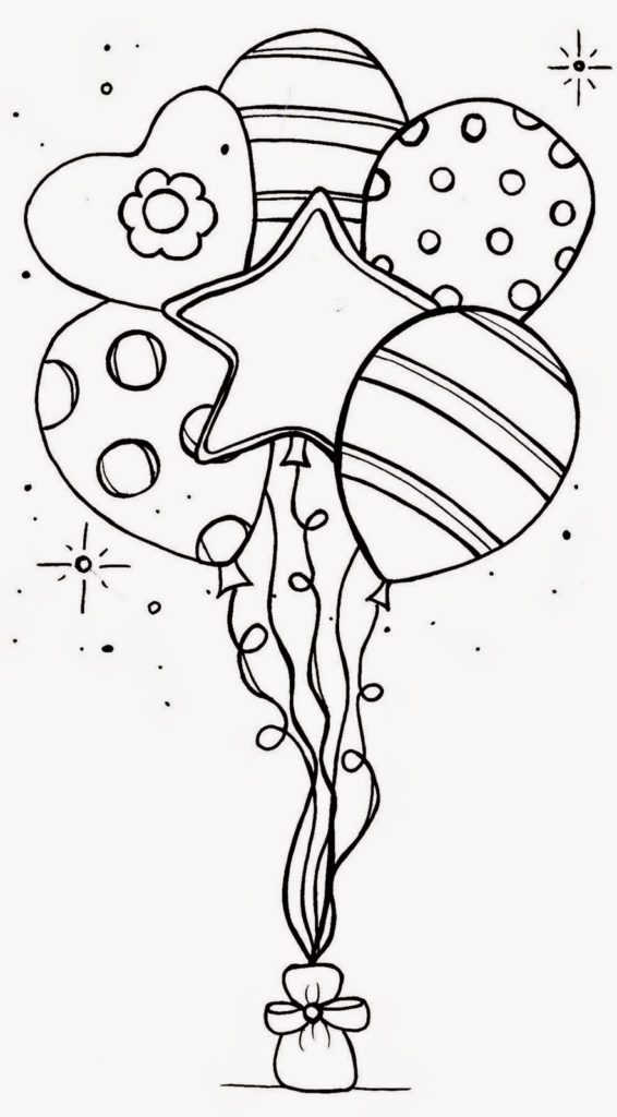 Happy Birthday Balloons Coloring Pages