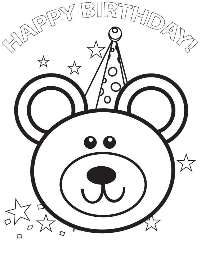 Happy Birthday Bear Coloring Pages 1