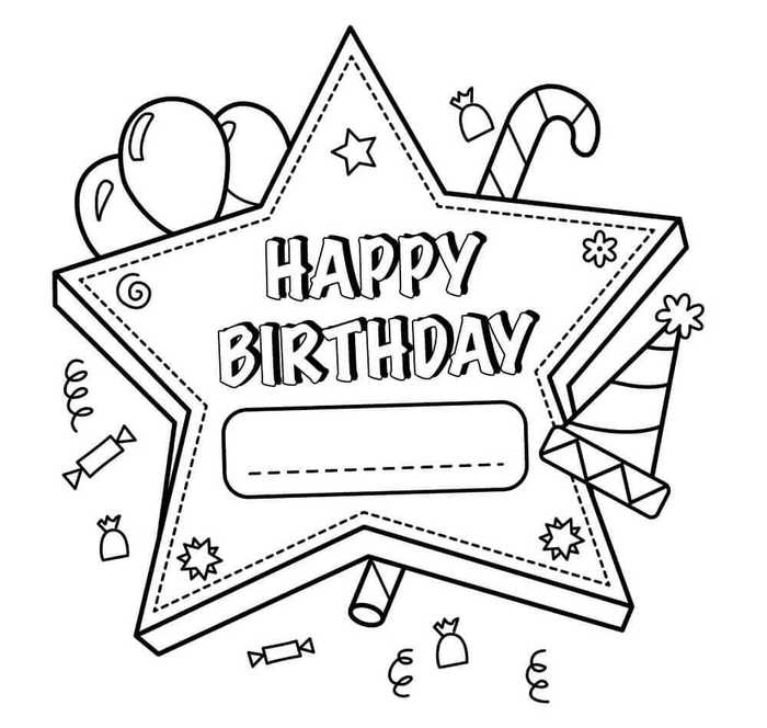 Happy Birthday Bear Coloring Pages