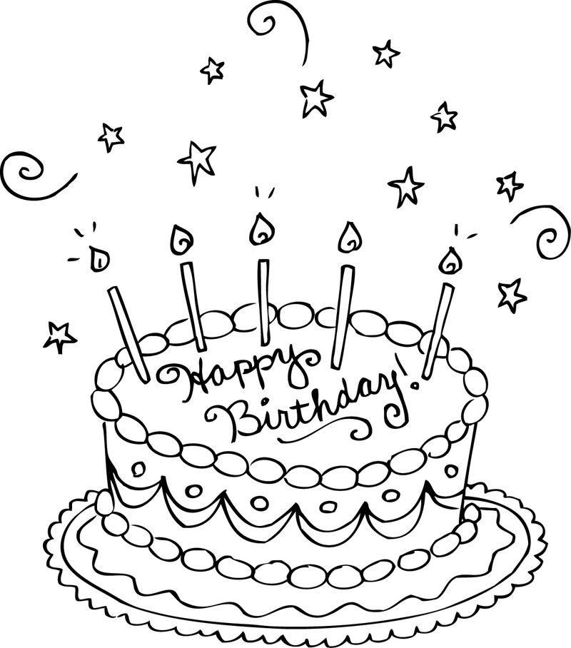 Happy Birthday Cake Coloring Page