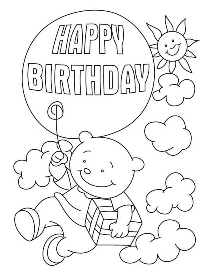 Happy Birthday Coloring Card 1
