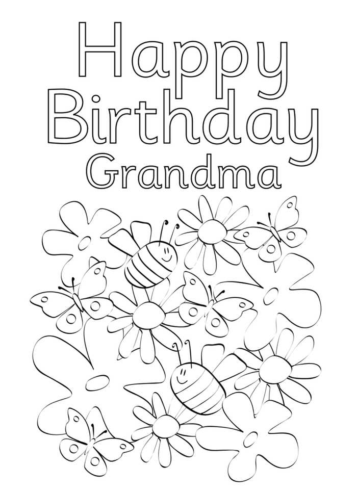 Happy Birthday Coloring Pages For Grandma