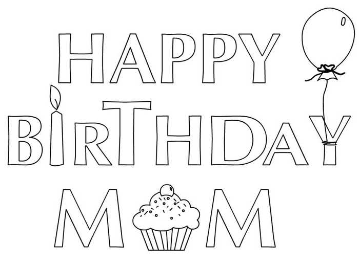 Happy Birthday Coloring Pages For Mom