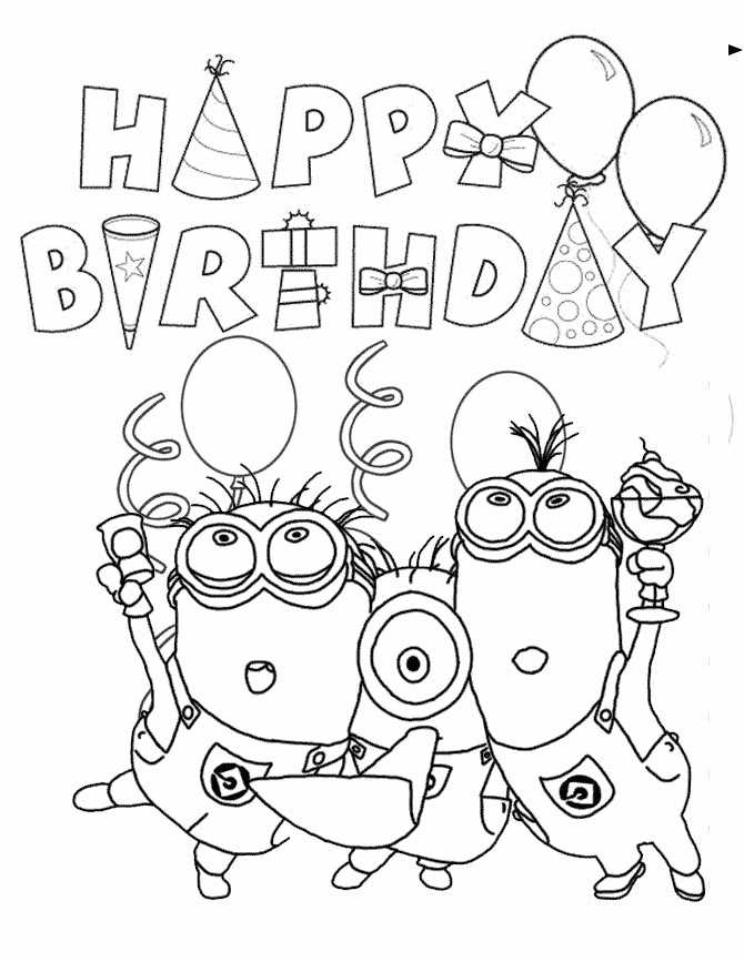 Happy Birthday Minions Coloring Pages