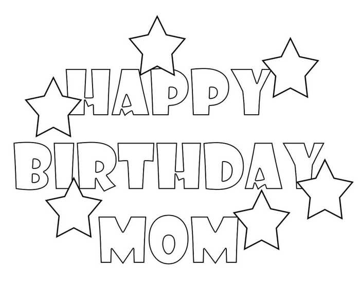 Happy Birthday Mom Coloring Page