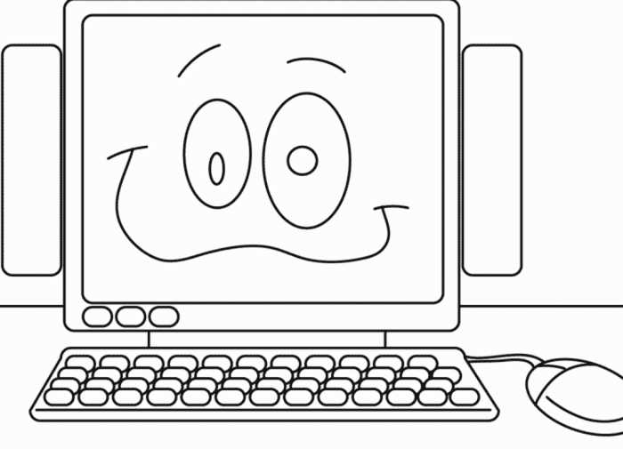 Happy Computer Coloring Pages