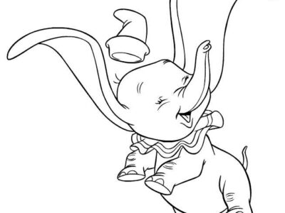 Happy Dumbo Colouring Page