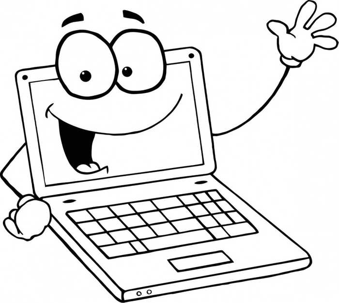 Happy Laptop Computer Coloring Pages