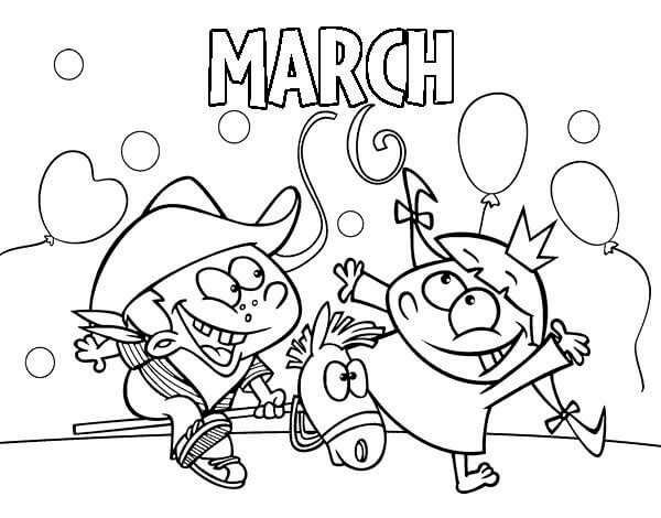 Happy March Coloring Pages Free