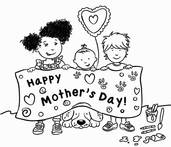 Happy Mothers Day Banner Coloring Pages