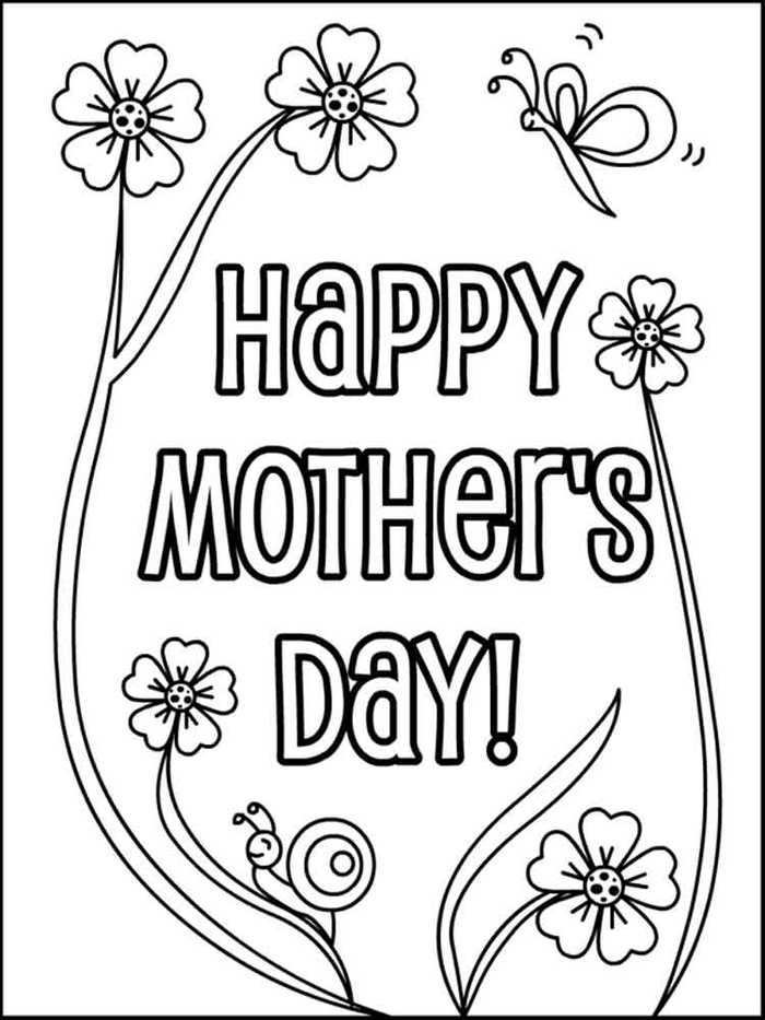 Happy Mothers Day Coloring Page Flowers 1