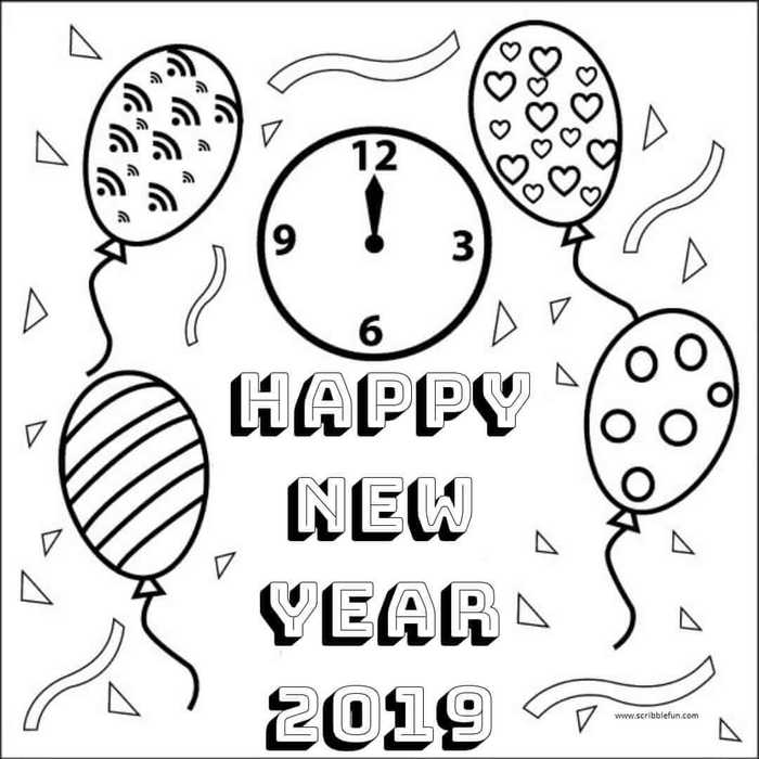 Happy New Year Coloring Pictures To Print
