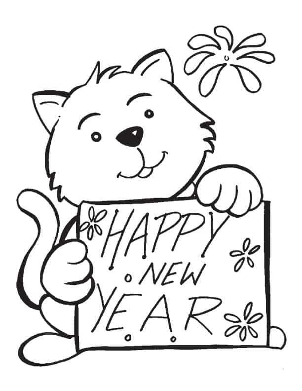 Happy New Year Coloring Page