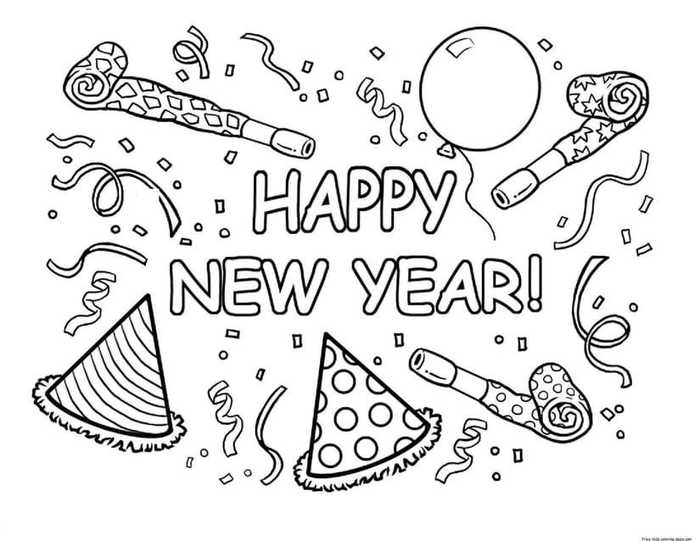Happy New Year Coloring Pages