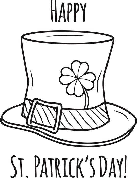 Happy St Patricks Day Coloring Page Hat