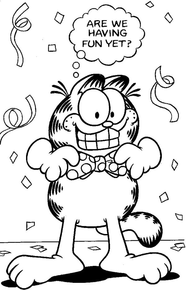 Happy birthday garfield coloring pages